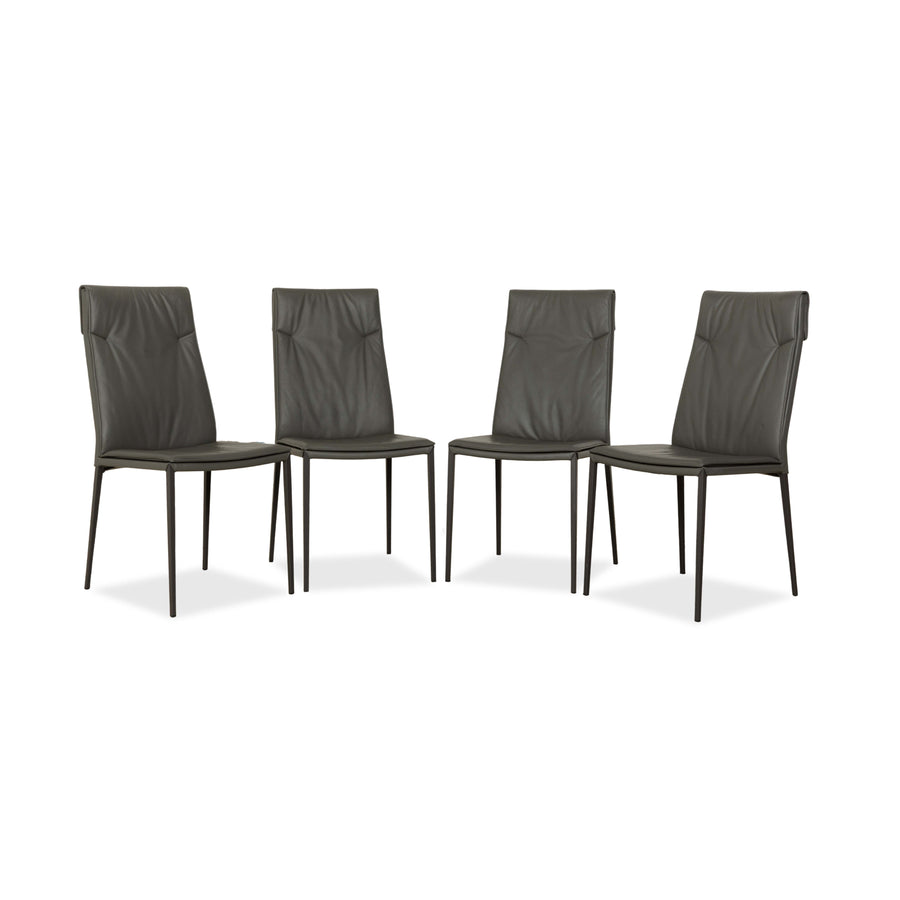 Lot de 4 chaises en cuir Cattelan Italia Isabel gris