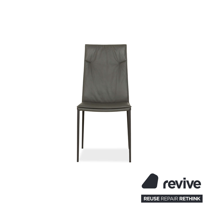 Set of 4 Cattelan Italia Isabel leather chairs grey