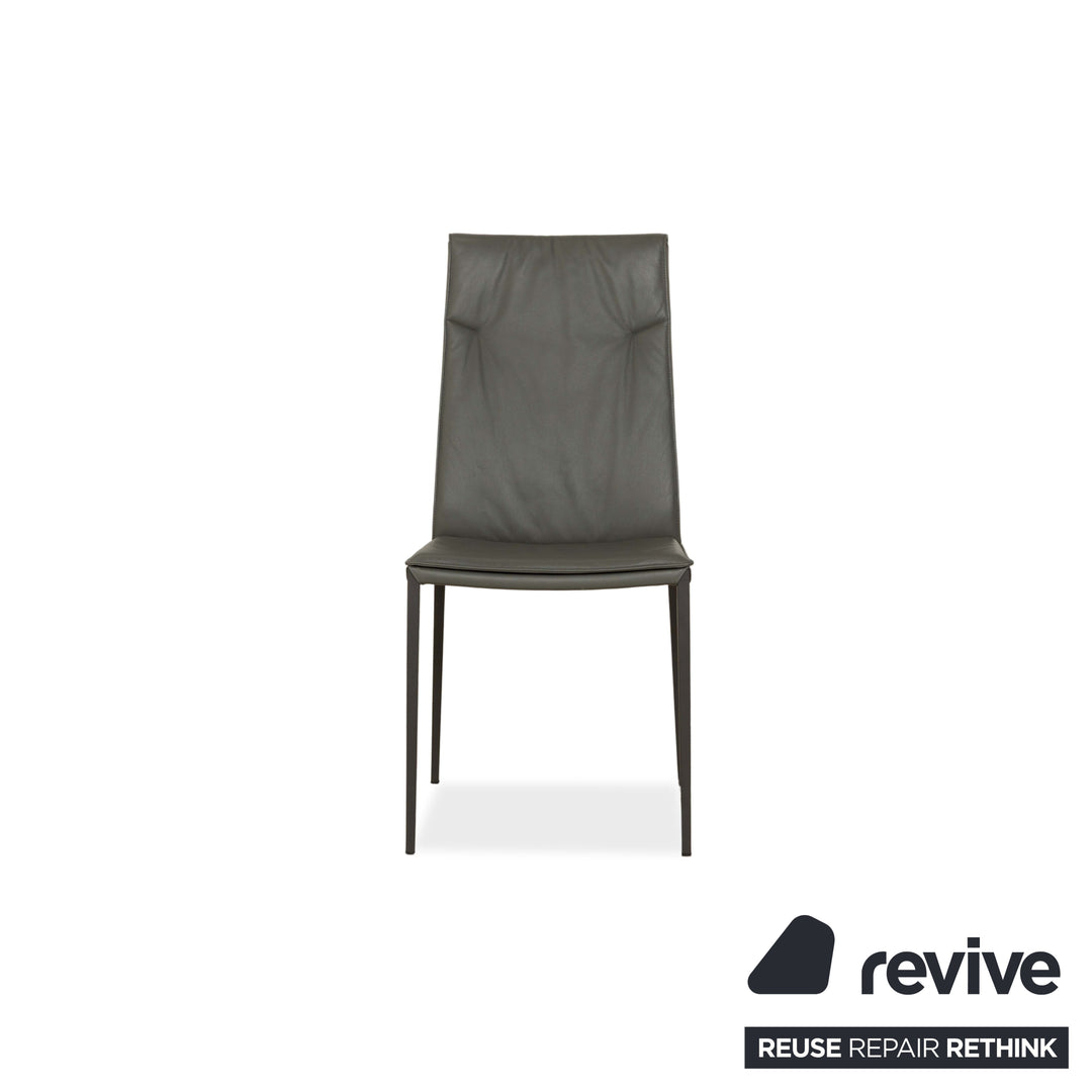 Set of 4 Cattelan Italia Isabel leather chairs grey