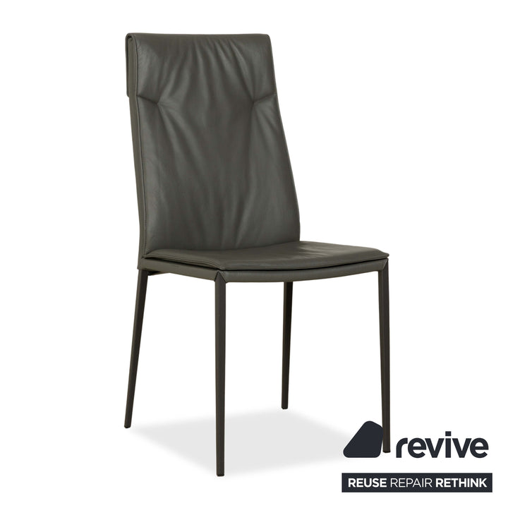 Set of 4 Cattelan Italia Isabel leather chairs grey