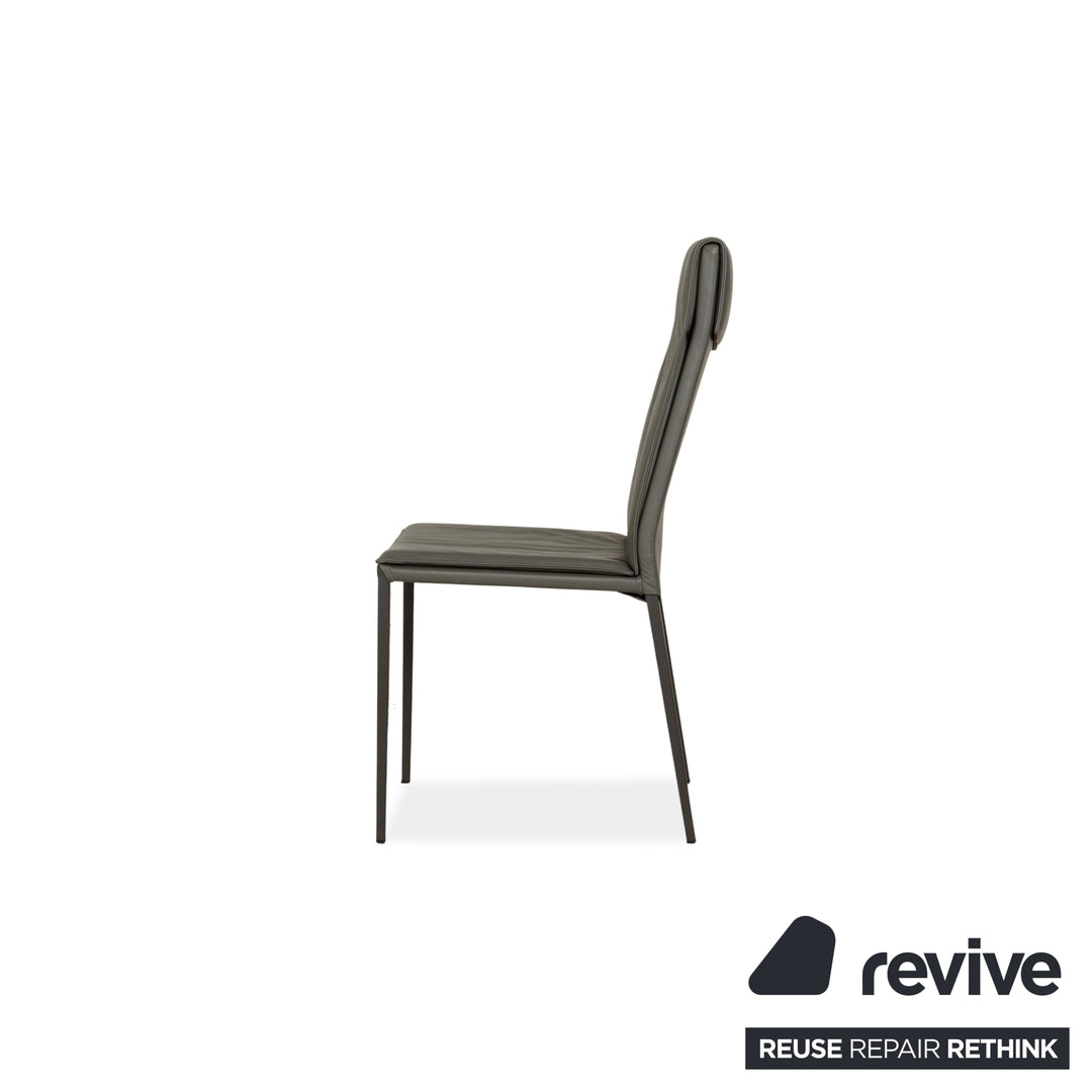 Set of 4 Cattelan Italia Isabel leather chairs grey