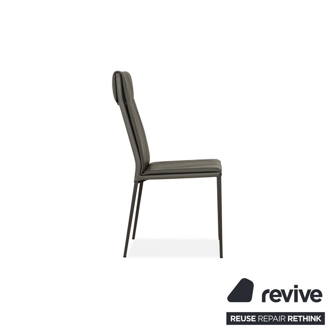 Set of 4 Cattelan Italia Isabel leather chairs grey