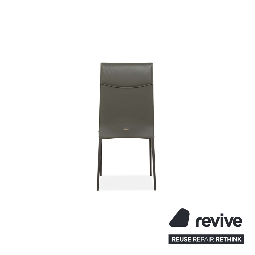 Set of 4 Cattelan Italia Isabel leather chairs grey