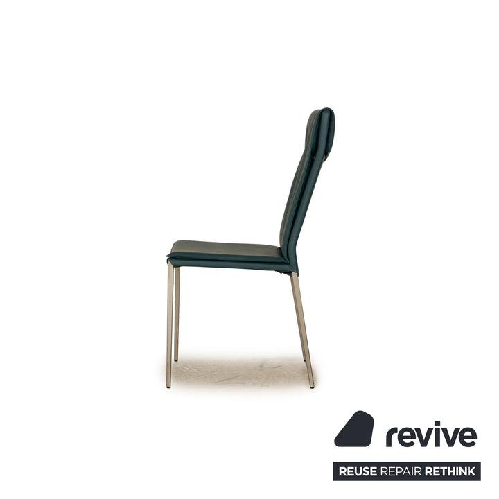 4er Garnitur Cattelan Italia Leder Stuhl Blau Petrol