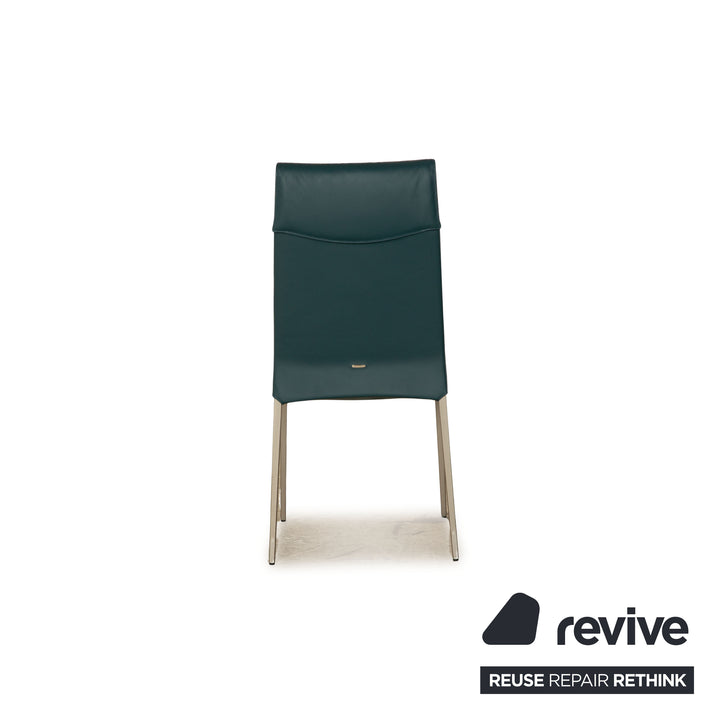 4er Garnitur Cattelan Italia Leder Stuhl Blau Petrol