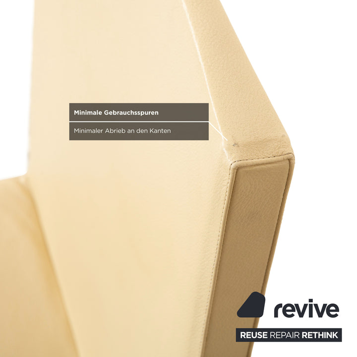 4er Garnitur Cattelan Italia Leder Stuhl Creme Elfenbein Butteryellow