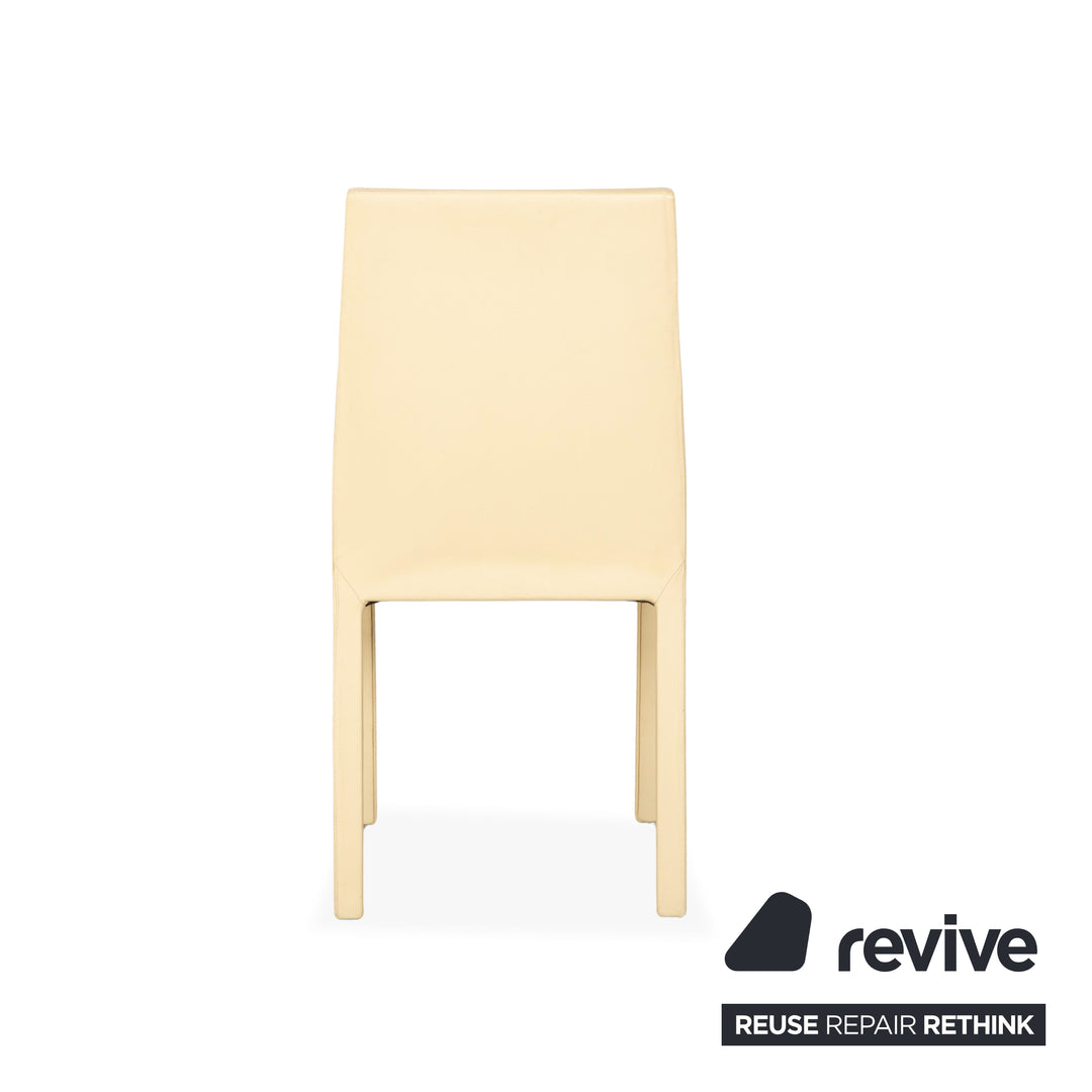 4er Garnitur Cattelan Italia Leder Stuhl Creme Elfenbein Butteryellow