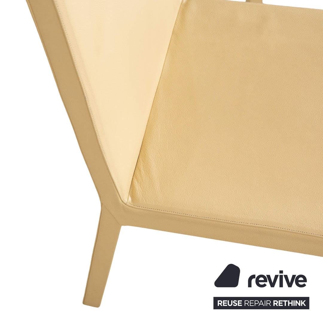 4er Garnitur Cattelan Italia Leder Stuhl Creme Elfenbein Butteryellow