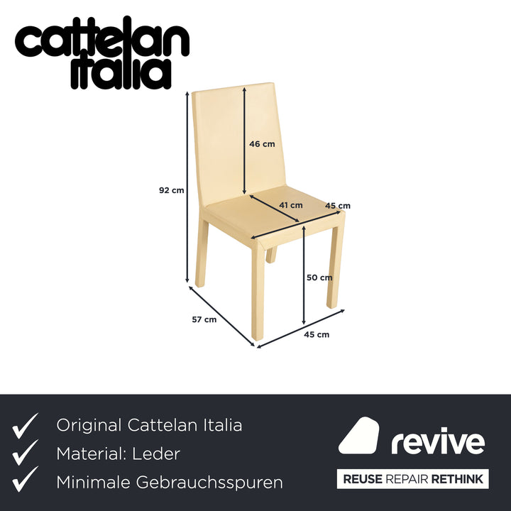 4er Garnitur Cattelan Italia Leder Stuhl Creme Elfenbein Butteryellow