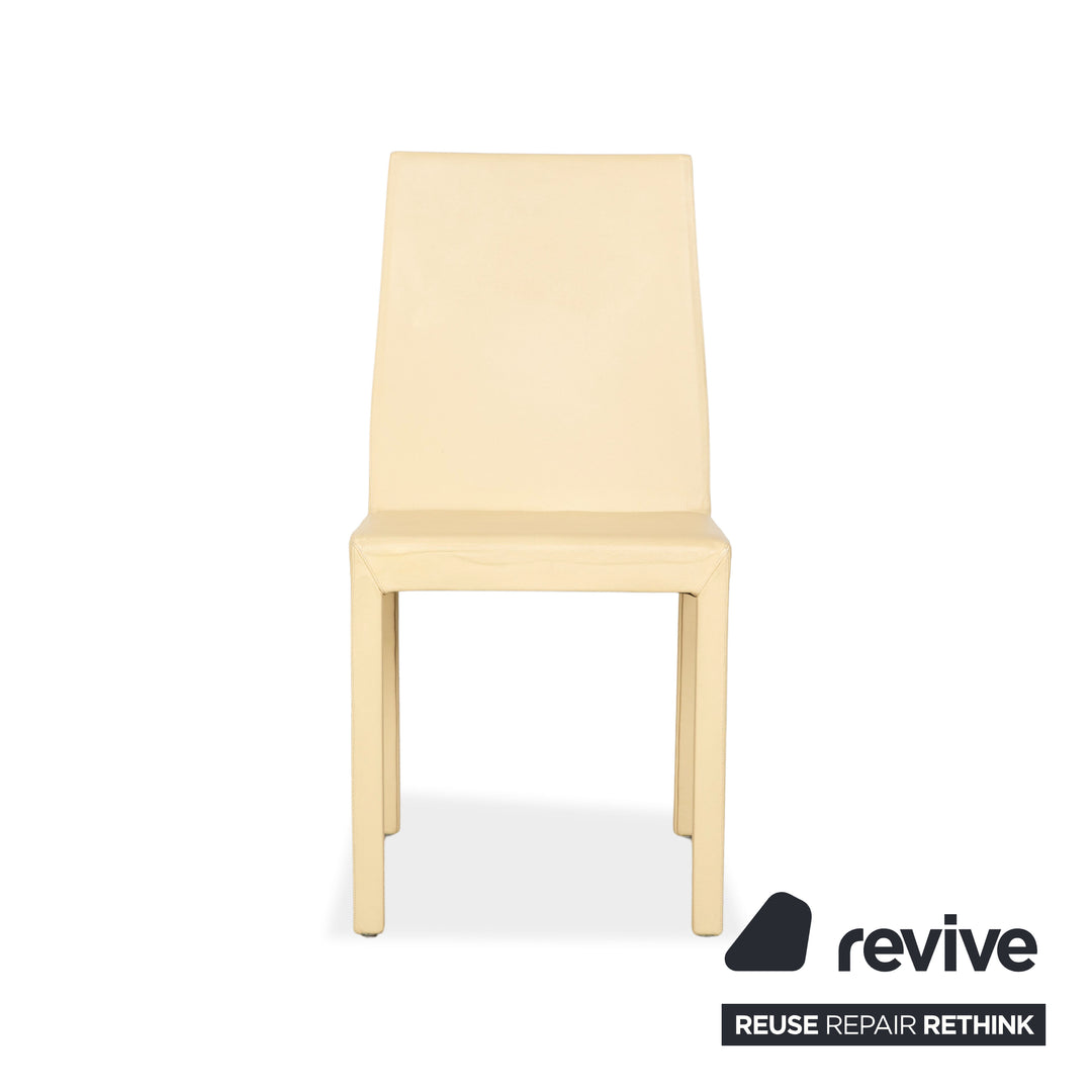 4er Garnitur Cattelan Italia Leder Stuhl Creme Elfenbein Butteryellow
