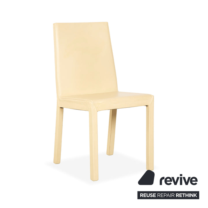 4er Garnitur Cattelan Italia Leder Stuhl Creme Elfenbein Butteryellow