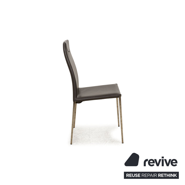 Lot de 4 chaises en cuir Cattelan Italia Maya gris salle à manger