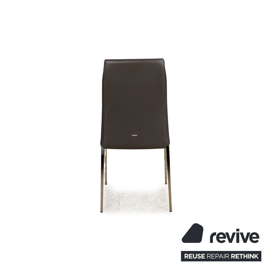 Lot de 4 chaises en cuir Cattelan Italia Maya gris salle à manger