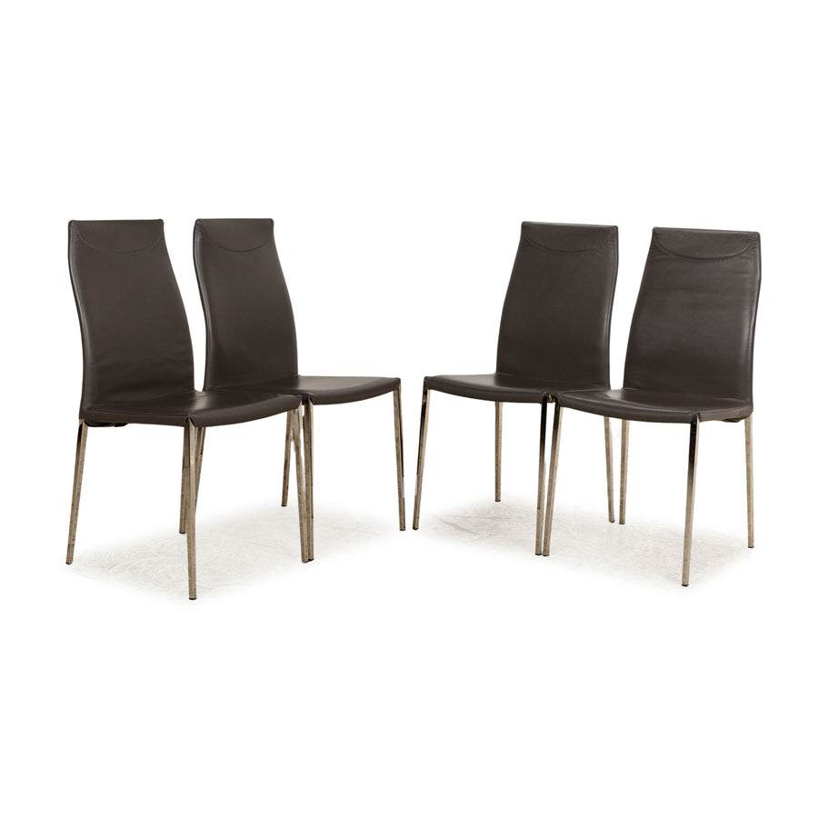 Lot de 4 chaises en cuir Cattelan Italia Maya gris salle à manger