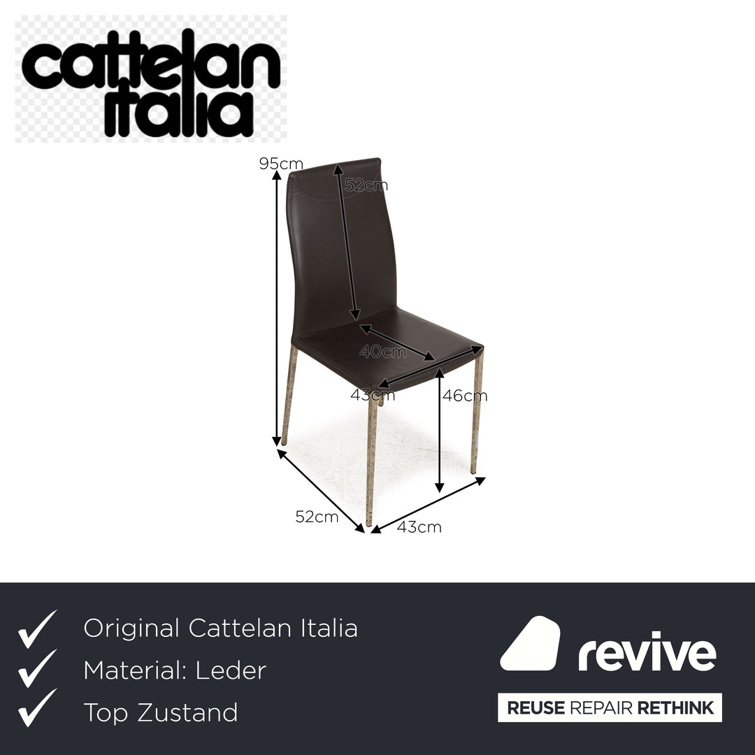 Lot de 4 chaises en cuir Cattelan Italia Maya gris salle à manger