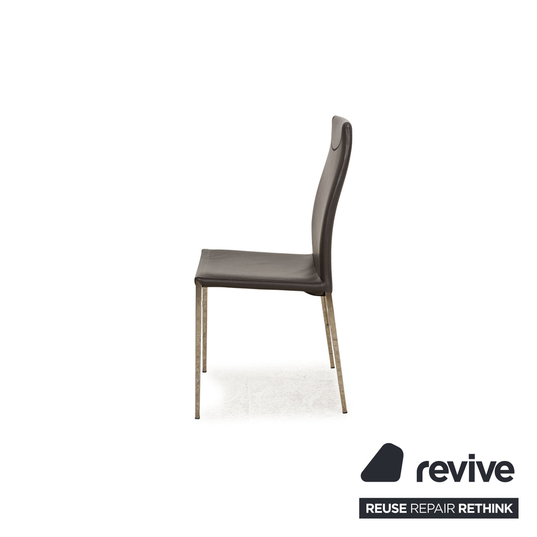 Lot de 4 chaises en cuir Cattelan Italia Maya gris salle à manger