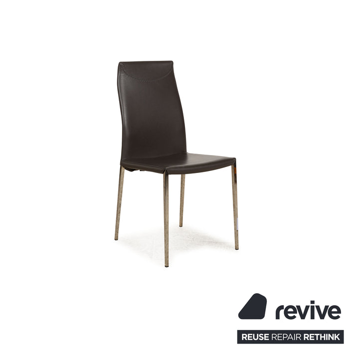 Lot de 4 chaises en cuir Cattelan Italia Maya gris salle à manger