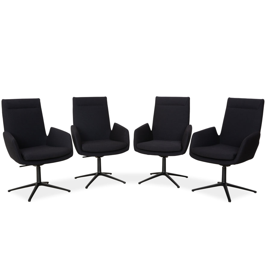 Ensemble de 4 chaises pivotantes manuelles en tissu Cor Cordia, gris foncé et bleu