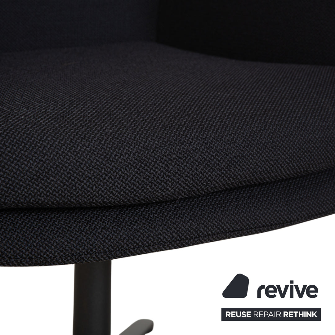 Set of 4 Cor Cordia fabric chairs, dark grey and blue, manual swivel chairs