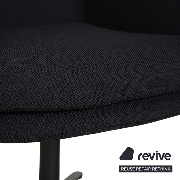 Set of 4 Cor Cordia fabric chairs, dark grey and blue, manual swivel chairs