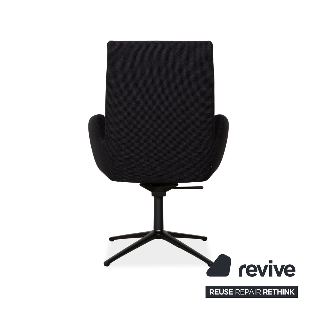 Set of 4 Cor Cordia fabric chairs, dark grey and blue, manual swivel chairs