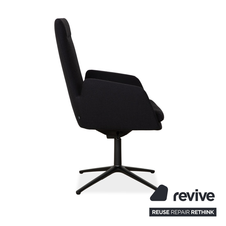 Set of 4 Cor Cordia fabric chairs, dark grey and blue, manual swivel chairs