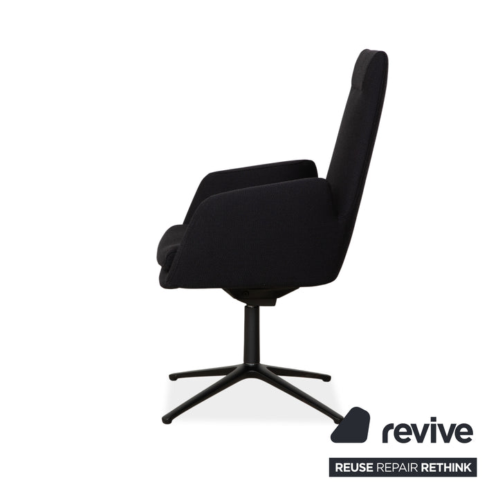Set of 4 Cor Cordia fabric chairs, dark grey and blue, manual swivel chairs