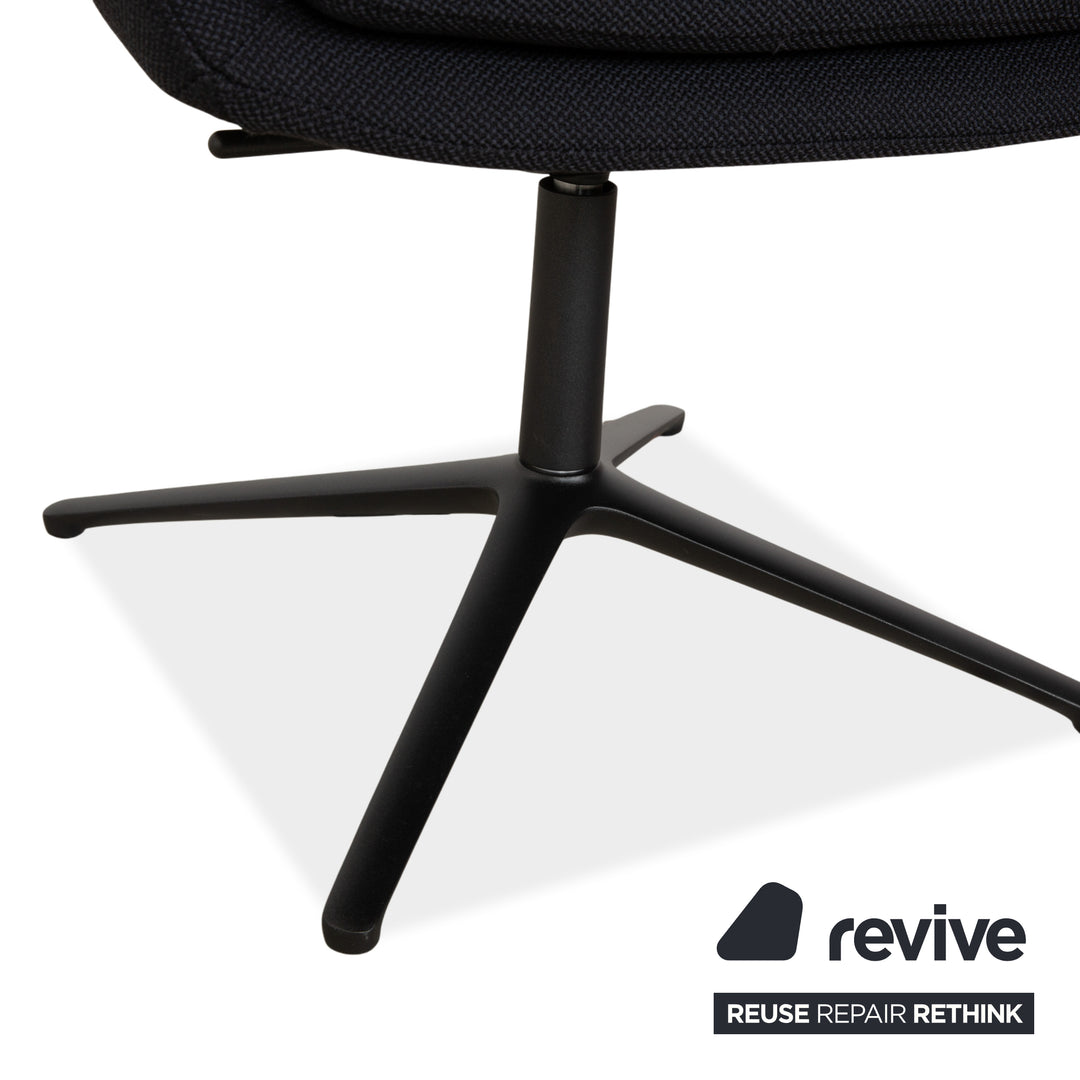 Set of 4 Cor Cordia fabric chairs, dark grey and blue, manual swivel chairs