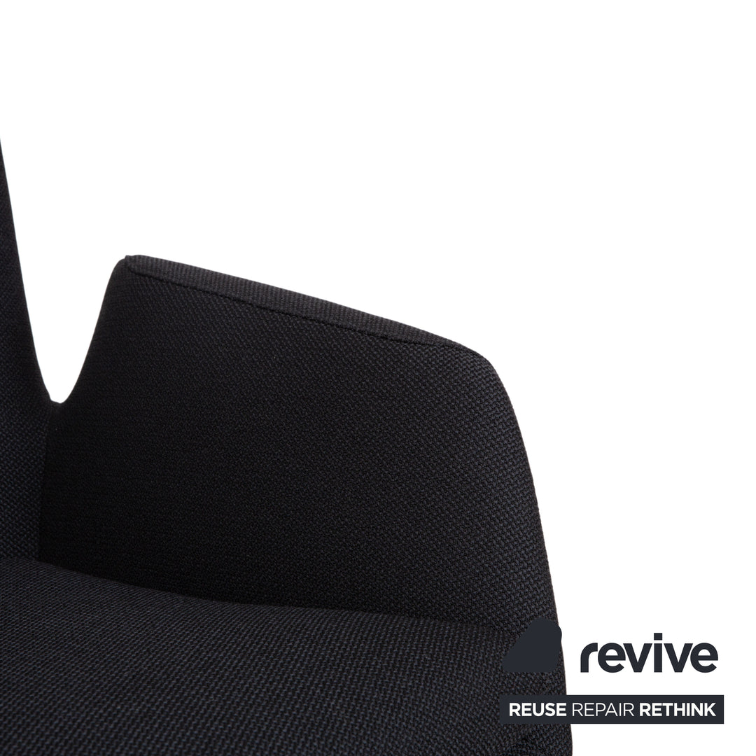 Set of 4 Cor Cordia fabric chairs, dark grey and blue, manual swivel chairs