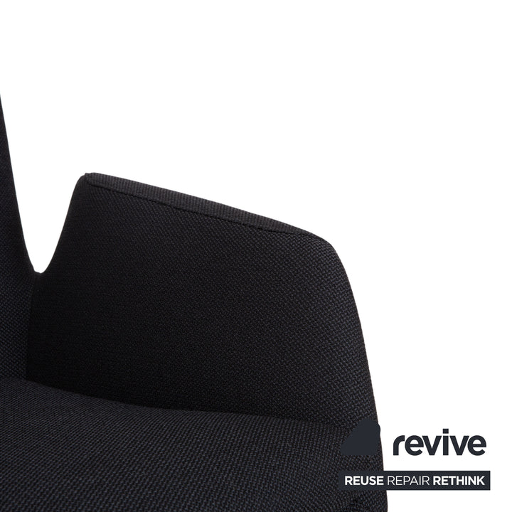 Set of 4 Cor Cordia fabric chairs, dark grey and blue, manual swivel chairs