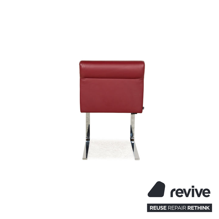 Set of 4 Cor Quant Leather Chair Red Cantilever