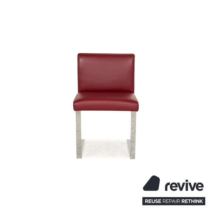 Set of 4 Cor Quant Leather Chair Red Cantilever