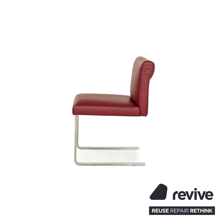 Set of 4 Cor Quant Leather Chair Red Cantilever