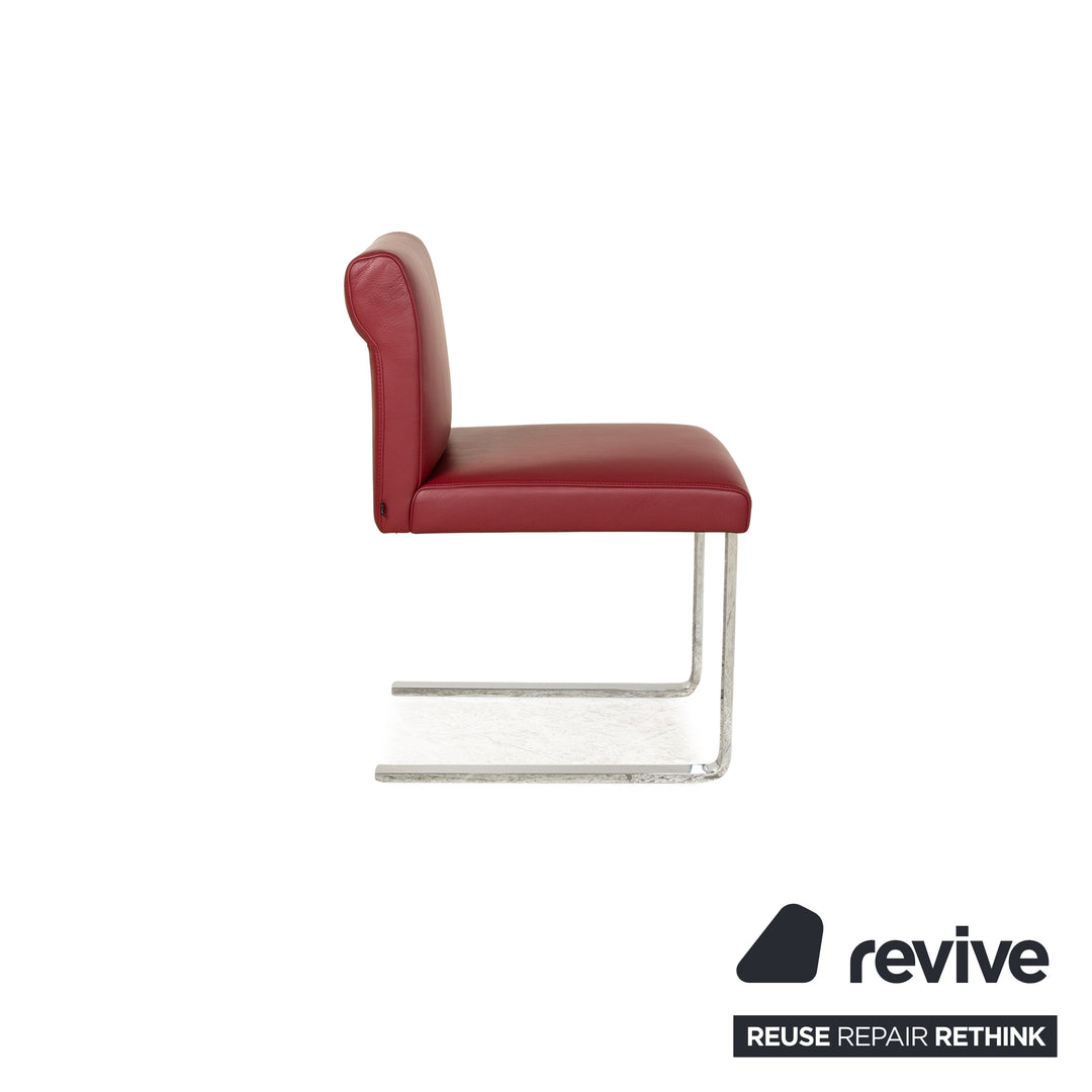 Set of 4 Cor Quant Leather Chair Red Cantilever