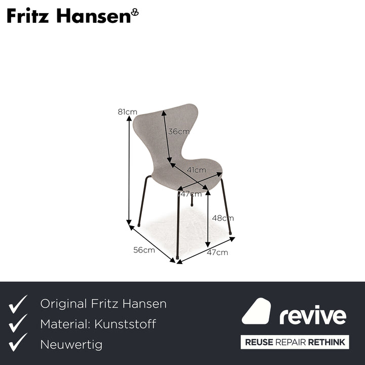 Set of 4 Fritz Hansen 3207 3107 plastic wood chair black grey brown frame chrome-plated