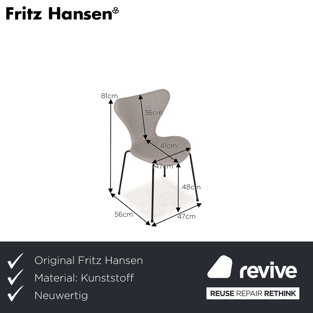 Lot de 4 Fritz Hansen 3207 3107 chaise en bois plastique noir gris marron structure chromée