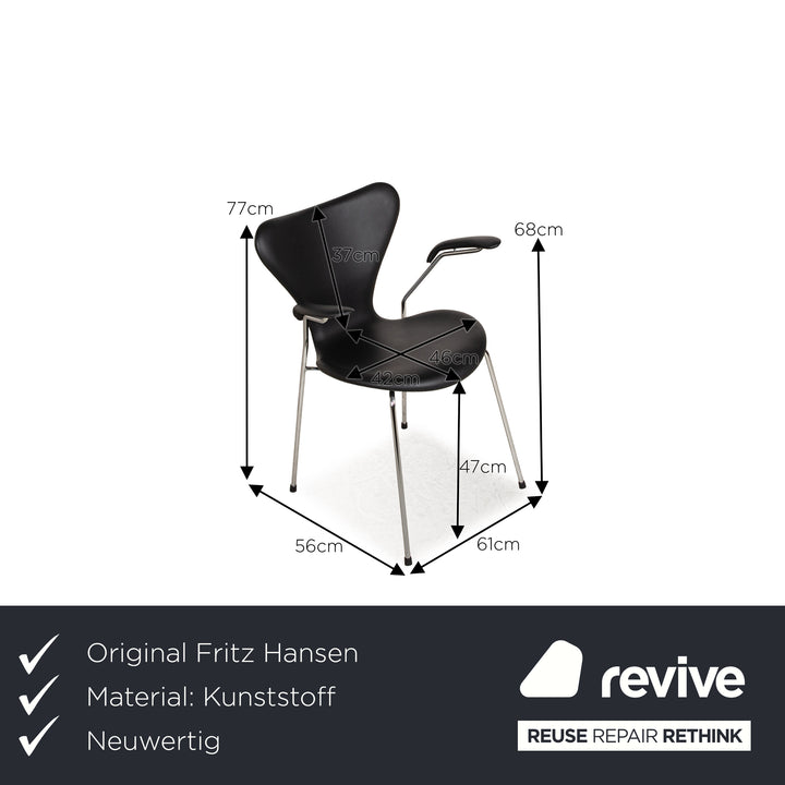 Set of 4 Fritz Hansen 3207 3107 plastic wood chair black grey brown frame chrome-plated