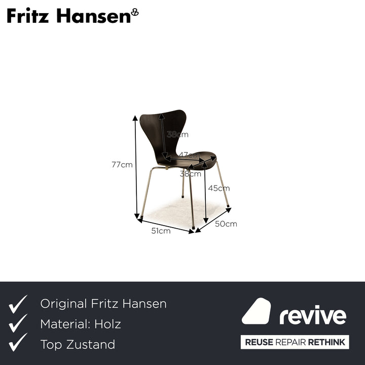 Lot de 4 chaises en bois Fritz Hansen série 7 noir