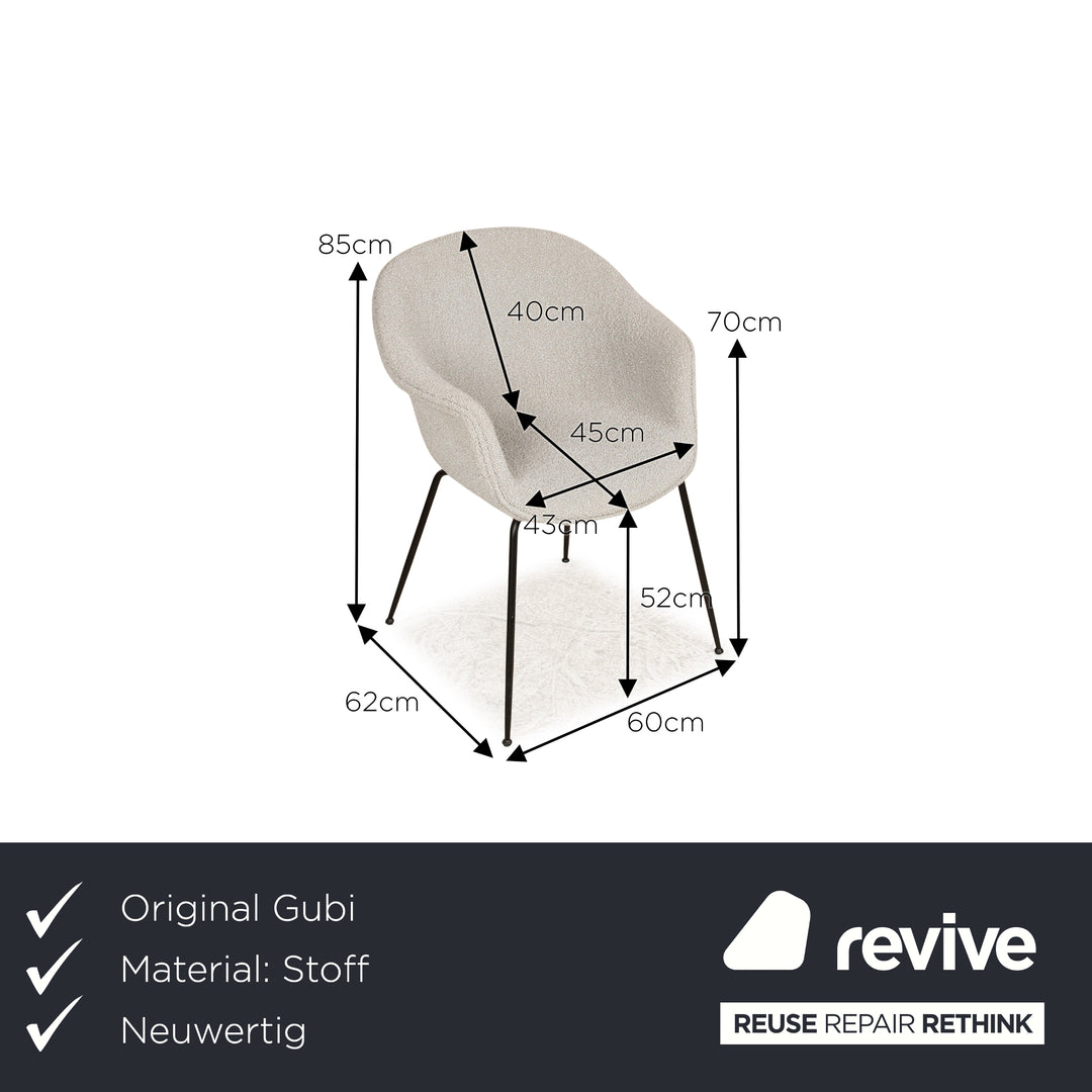 Lot de 4 Gubi Beetle Chair BAT tissu marron gris beige