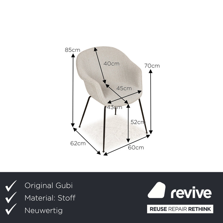 Lot de 4 Gubi Beetle Chair BAT tissu marron gris beige