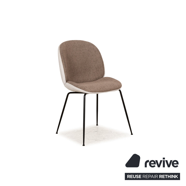 Lot de 4 Gubi Beetle Chair BAT tissu marron gris beige