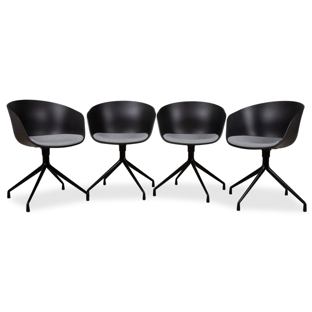 4er Garnitur Hay AAC20 Kunststoff Stuhl Grau Schwarz manuelle Funktion