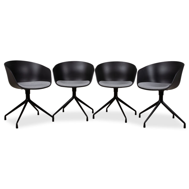 4er Garnitur Hay AAC20 Kunststoff Stuhl Grau Schwarz manuelle Funktion