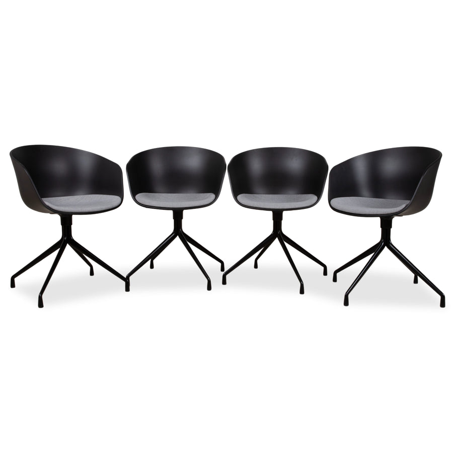 4er Garnitur Hay AAC20 Kunststoff Stuhl Grau Schwarz manuelle Funktion