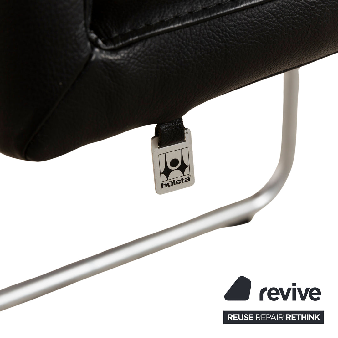 Lot de 4 chaises cantilever Hülsta D2 en cuir noir