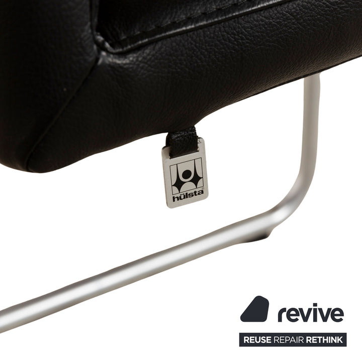 Lot de 4 chaises cantilever Hülsta D2 en cuir noir