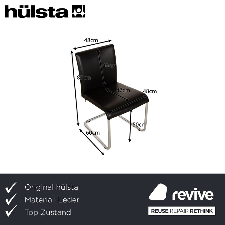 Lot de 4 chaises cantilever Hülsta D2 en cuir noir