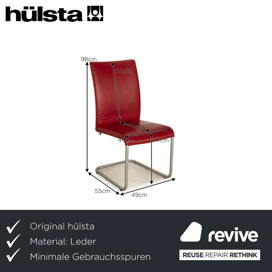 Set of 4 Hülsta D2 leather chairs red dining room