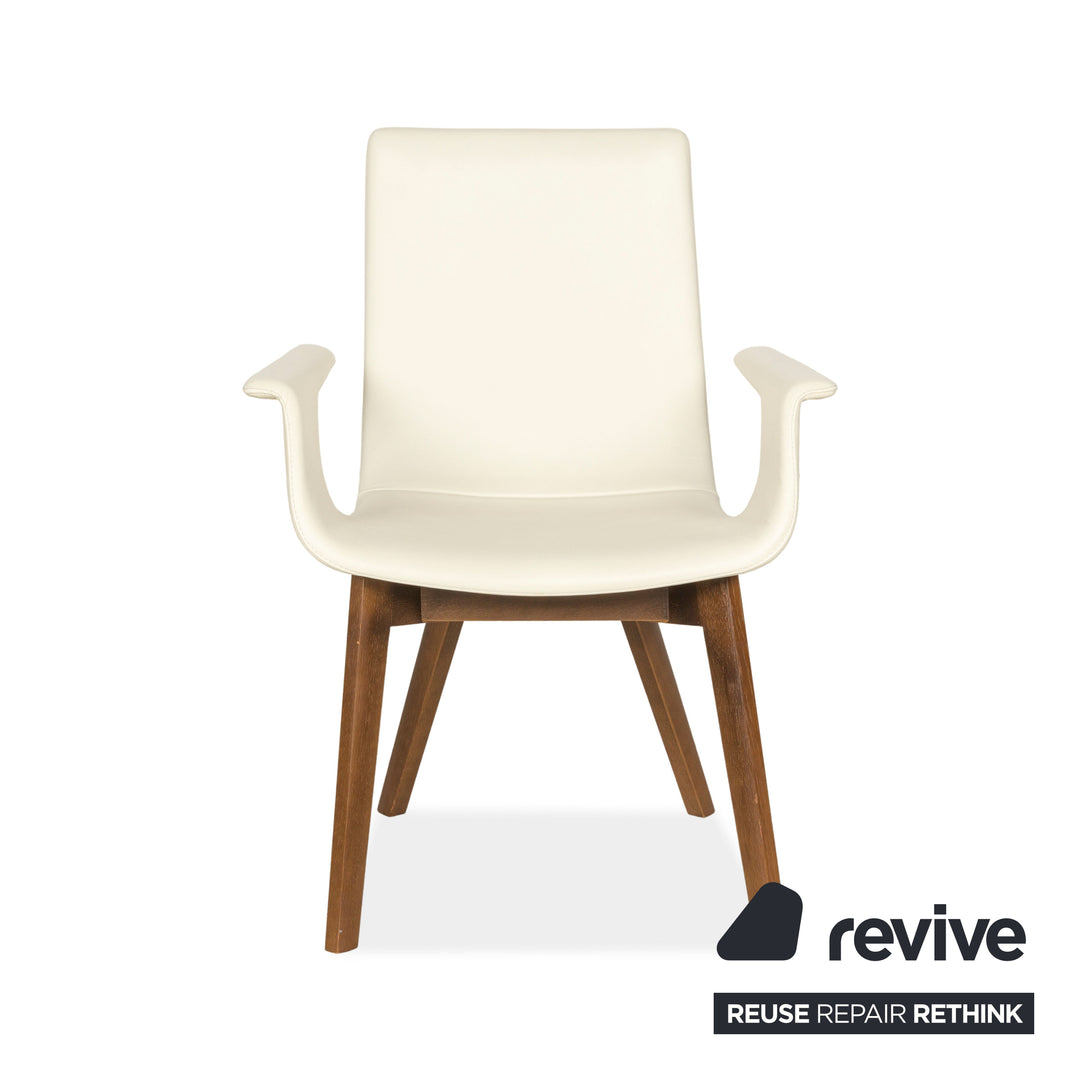 Set of 4 Hülsta D27 leather chairs cream