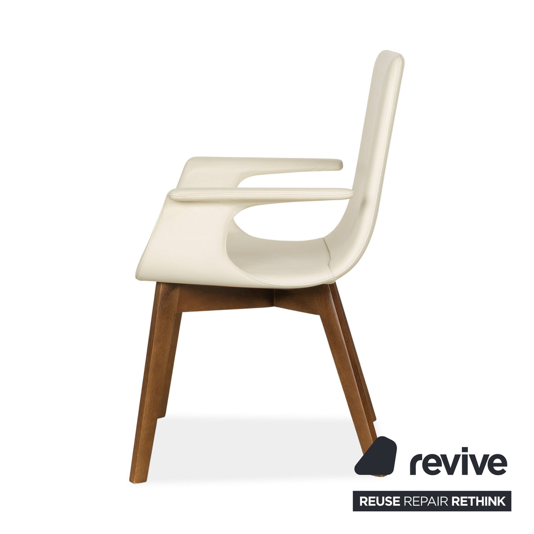 Set of 4 Hülsta D27 leather chairs cream